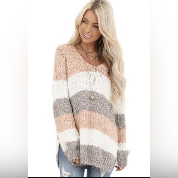 Davi Dani Tunic Long Line Sweater Womens Medium Oversized Popcorn Knit Neutrals - Picture 7 of 13